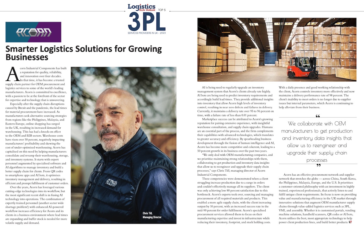 Smarter logistics: Acorn recognised in Top 5 of UK 3PL providers 1